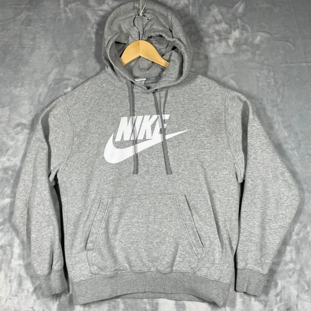 Nike Sportswear Futura Logo Pullover Hoodie Heather Gray Mens Medium BV2973-063